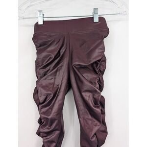 Alo Women's Yoga High Waisted Cinched Leggings Shine Burgundy sz XXS